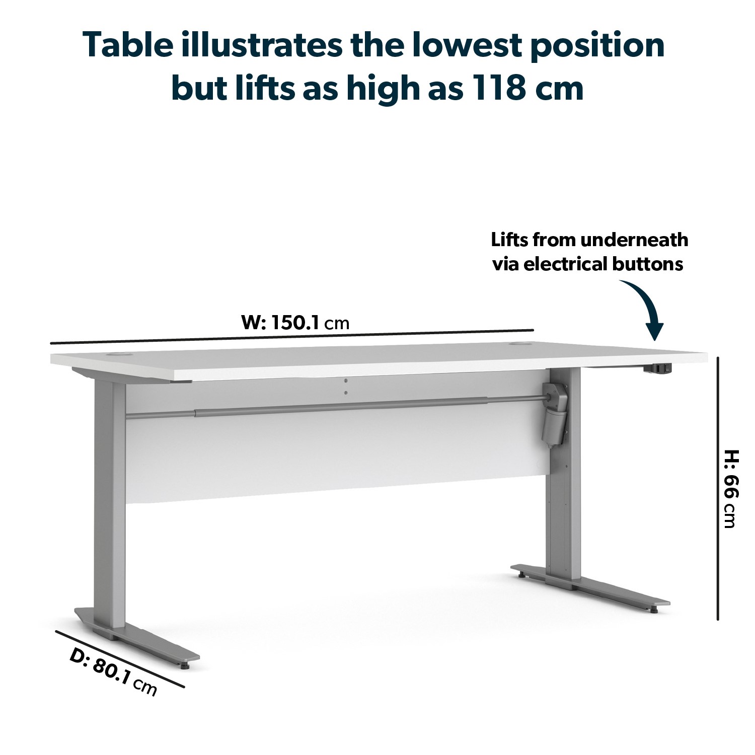 Read more about White and silver grey steel height adjustable desk with electric control prima